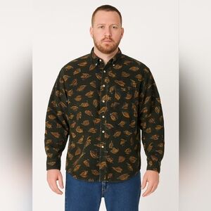 Vintage Nautica Corduroy Men's XLT Button Shirt Chore Coat Fly Fishing Fish Lure